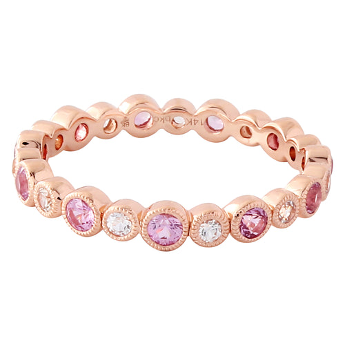 Bezel Set White and Pink Sapphire Eternity Band (SML)