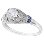 Six Claw Prong with Sapphire Accents Engagement Semi-Mount