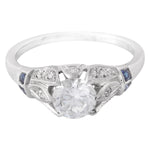 Six Claw Prong with Sapphire Accents Engagement Semi-Mount