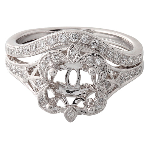 Vintage Inspired Engagement Semi-Mount with Curved Diamond Band