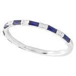 Bar Set Sapphire and Diamond Band Halfway Around