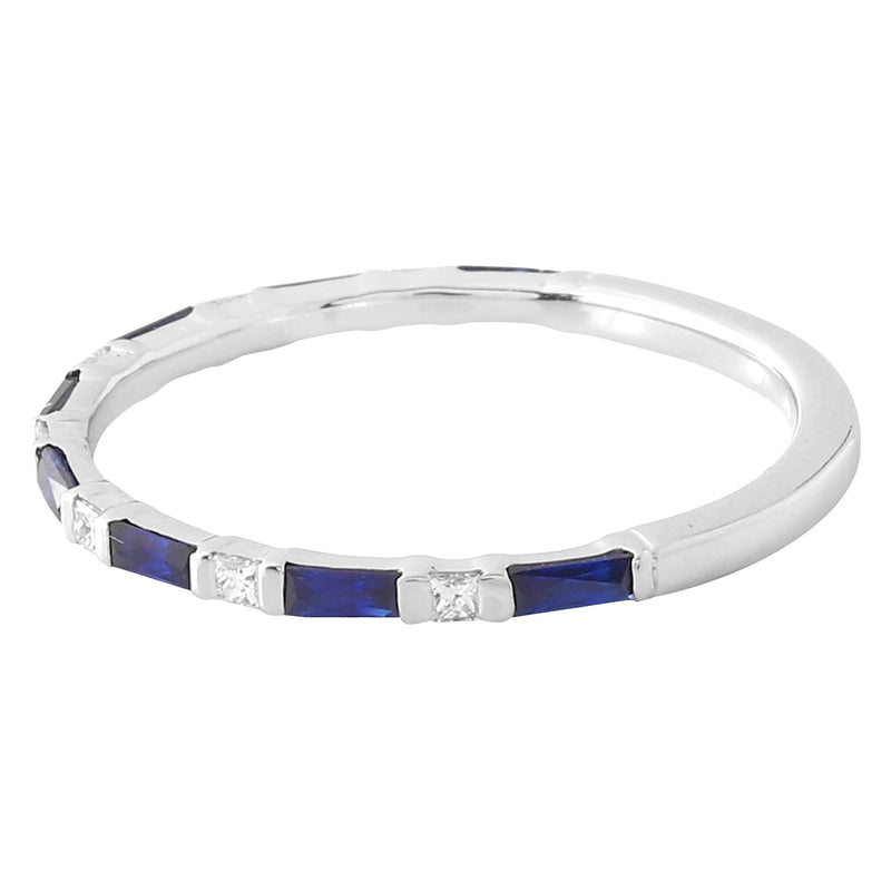 Bar Set Sapphire and Diamond Band Halfway Around