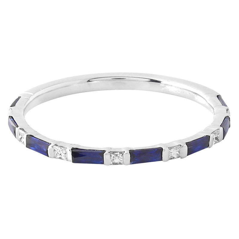 Bar Set Sapphire and Diamond Band Halfway Around