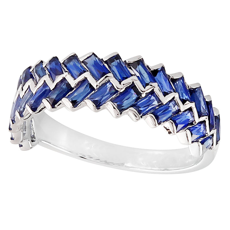 Staggered Baguette Cut Sapphire Band