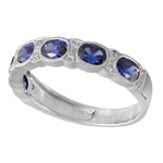 Oval Cut Sapphire Band Set Halfway