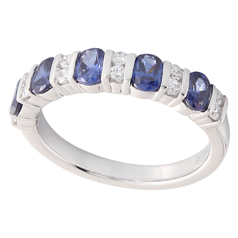 Oval Cut Sapphire and Diamond Channel Set Band