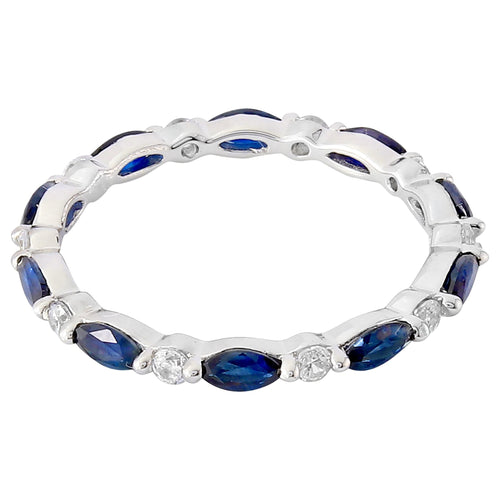 Shared Prong Marquise Cut Sapphire and Diamond Eternity Band