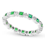 Princess Cut Tsavorite and Diamond Eternity Band