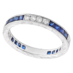 French Cut Sapphire and Diamond Eternity Band