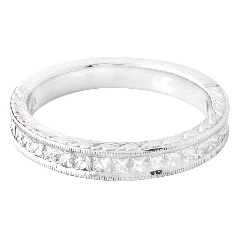 Channel Set Princess Cut Diamond Band Halfway Around