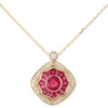 Round Cut Ruby Center and Diamond Pendant