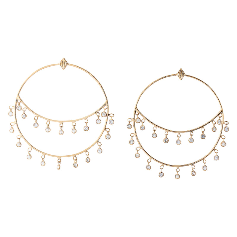 White Sapphire Double Hoop Earrings