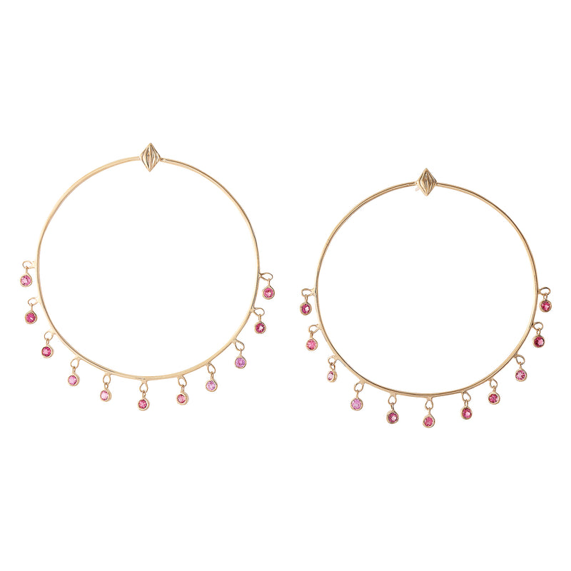 Pink Tourmaline Hoop Earrings