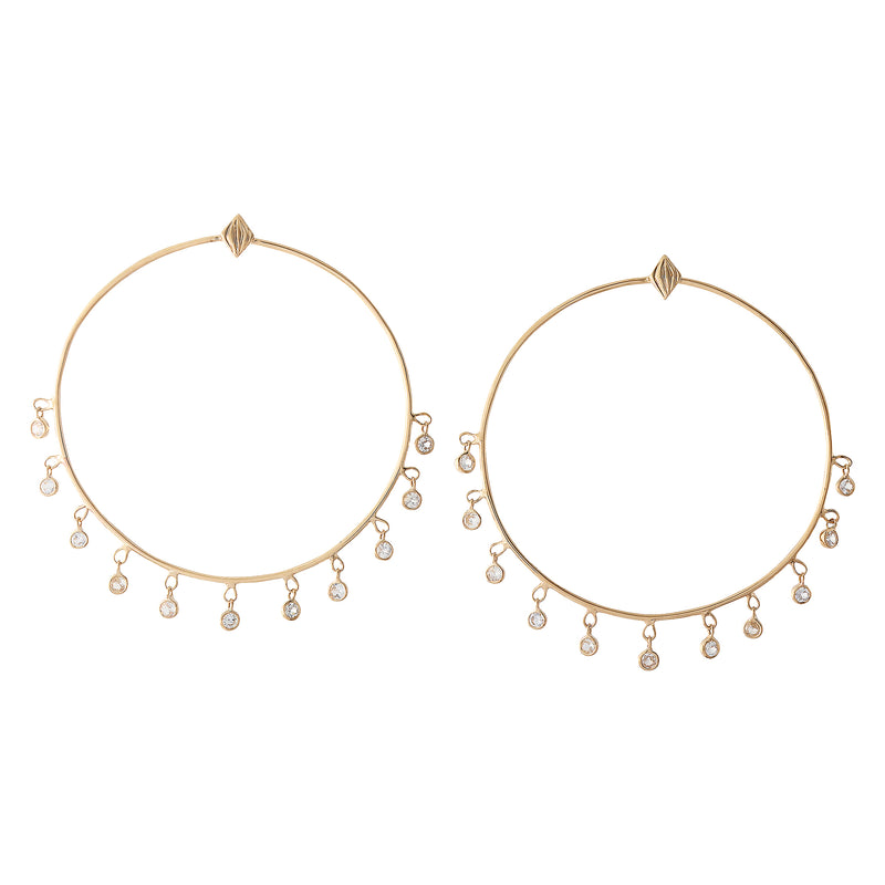 White Sapphire Hoop Earrings