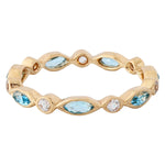 Marquise Cut Blue Topaz and Round White Sapphire set in Eternity Band