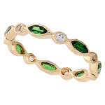 Marquise Cut Tsavorite Alternating with White Sapphire Band