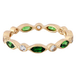 Marquise Cut Tsavorite Alternating with White Sapphire Band