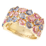 Pear Cut Light Blue Sapphire and Pink Sapphire Band