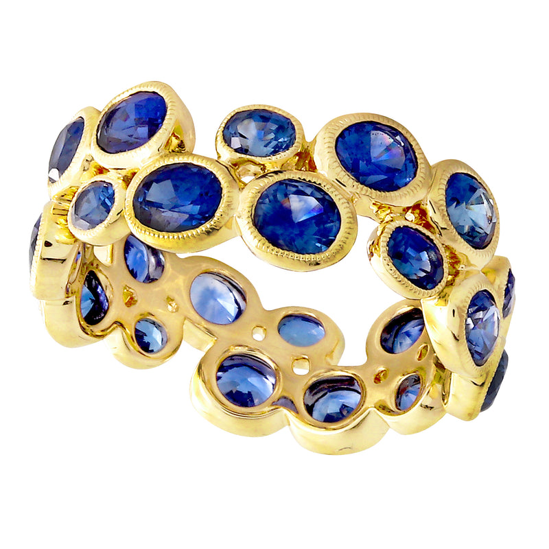 18K Yellow Gold Oval Cut Sapphire Eternity Band