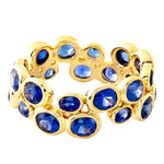 18K Yellow Gold Oval Cut Sapphire Eternity Band