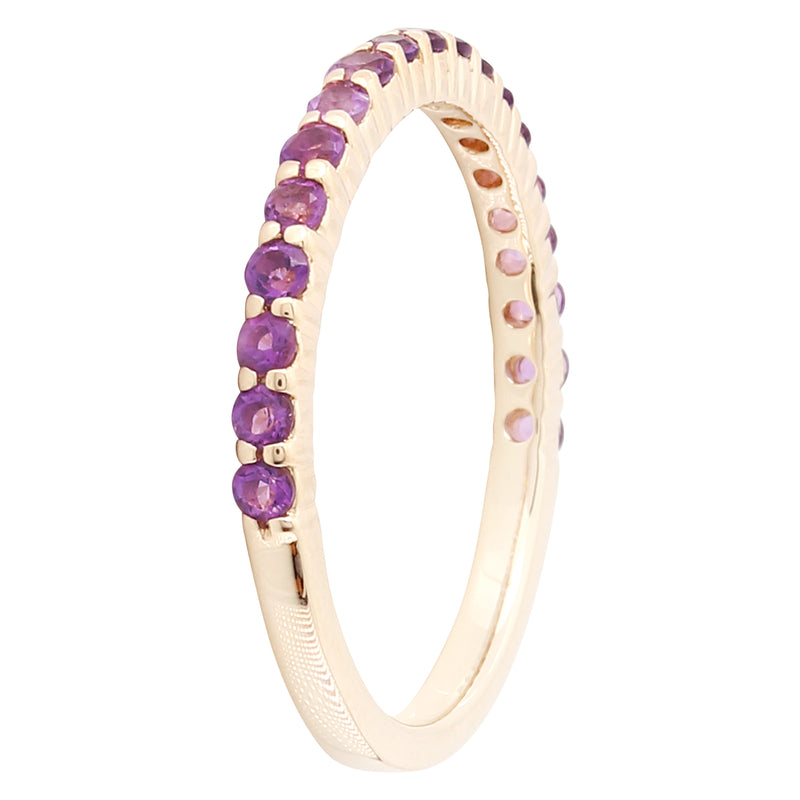 Round Cut Amethyst Set with Shared Prongs Band