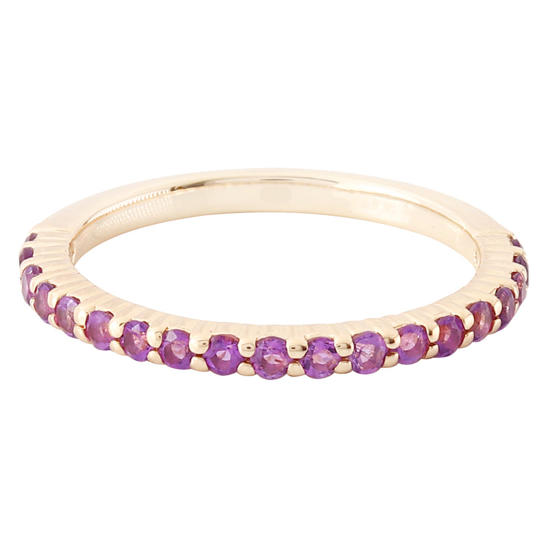 Round Cut Amethyst Set with Shared Prongs Band