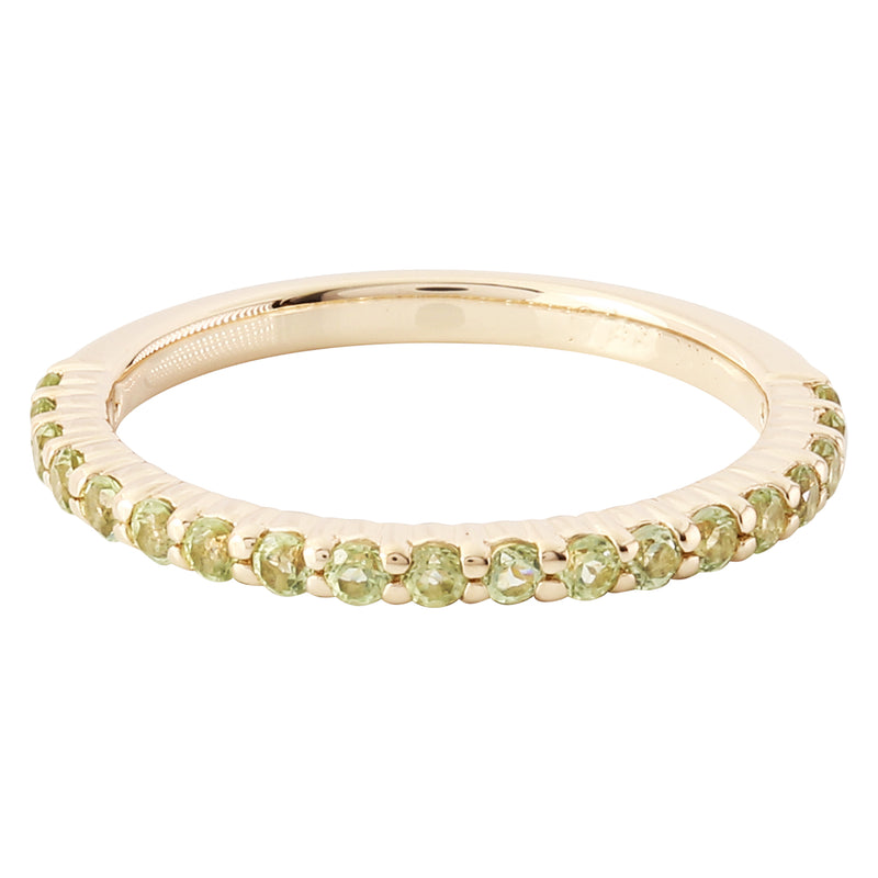 Round Cut Peridot Band Set with Shared Prongs