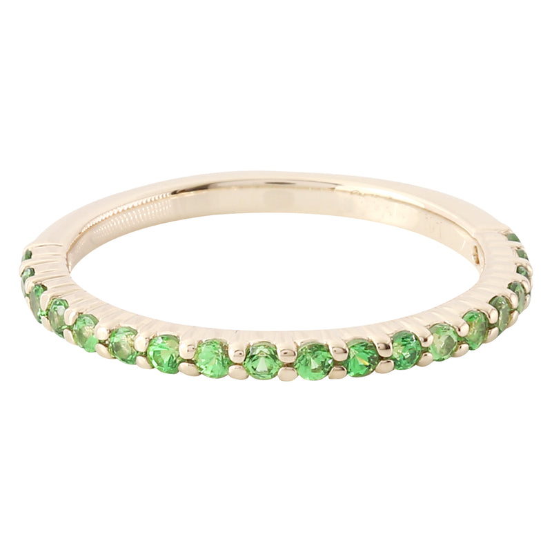 Round Cut Tsavorite Band Set with Shared Prongs