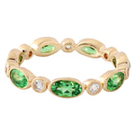 Oval Cut Tsavorite Eternity Band with White Sapphire