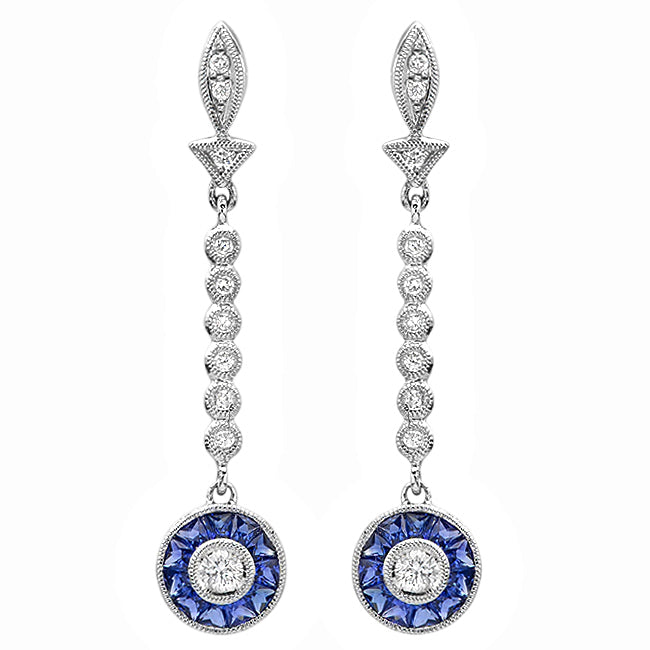 Vintage Inspired Sapphire and Diamond Post-back Earrings