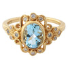 Vintage Inspired Oval Aqua Center and Diamond Ring
