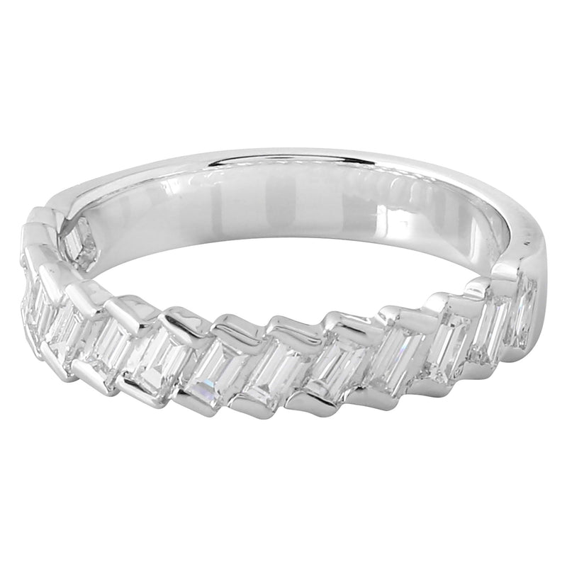 Bar Set Baguette Cut Diamond Band Halfway Around