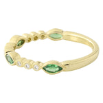 Marquise Cut Tsavorite and Diamond Band Halfway Around