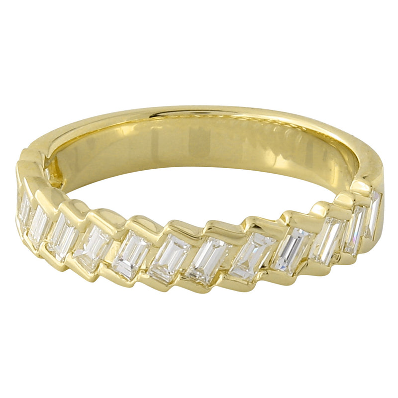 Bar Set Baguette Cut Diamond Band Halfway Around