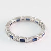 Bezel Set Baguette Cut Sapphire Alternating with Round Diamonds Eternity Band