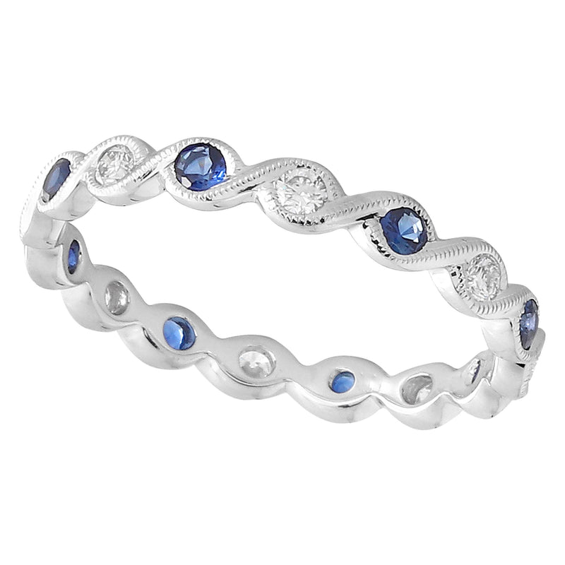 Bezel Set Round Sapphire and Diamond Eternity Band