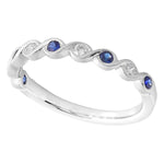 Bezel Set Round Sapphire and Diamond Band Halfway Around