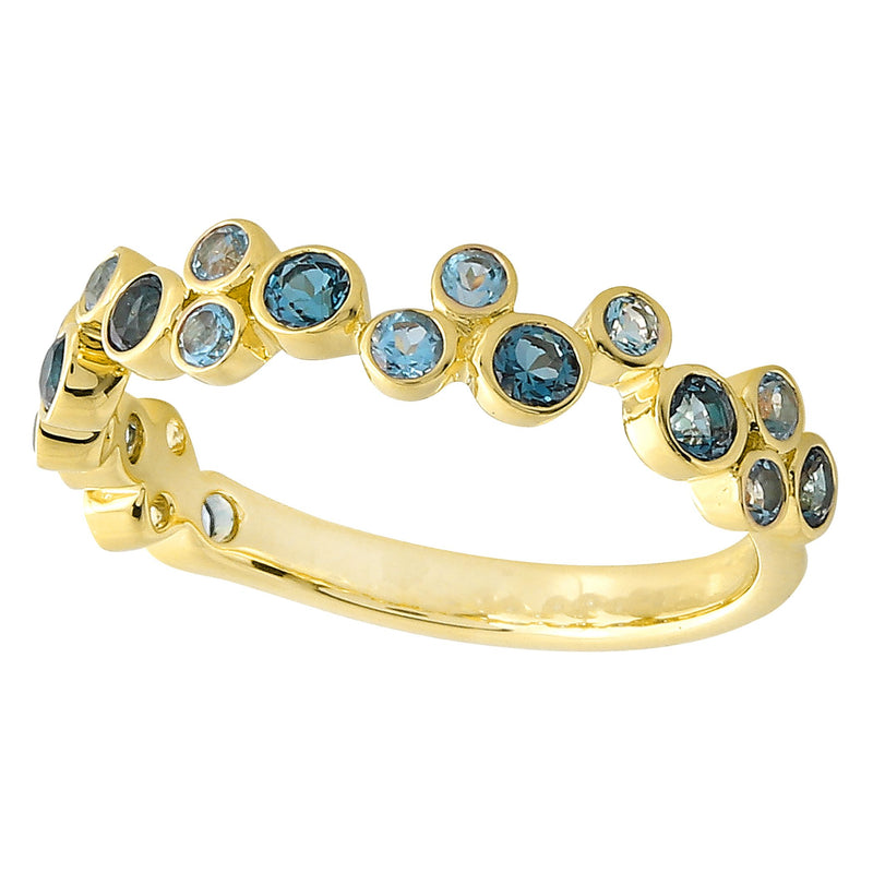 Bezel Set Blue Topaz Band Halfway Around