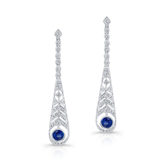 White Gold Diamond and Sapphire Earrings