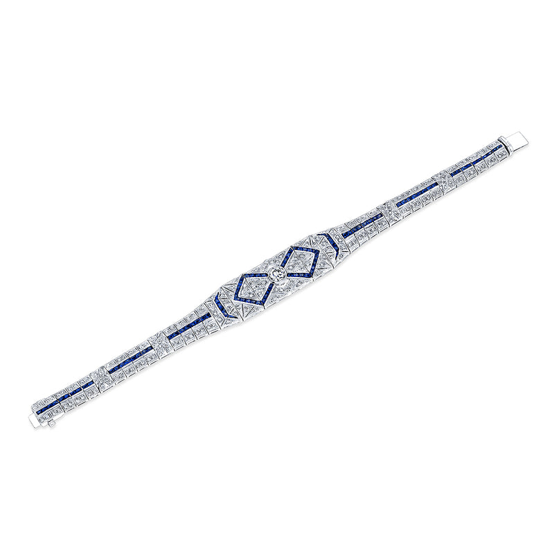 French Cut Sapphire and Diamond Tennis Bracelet