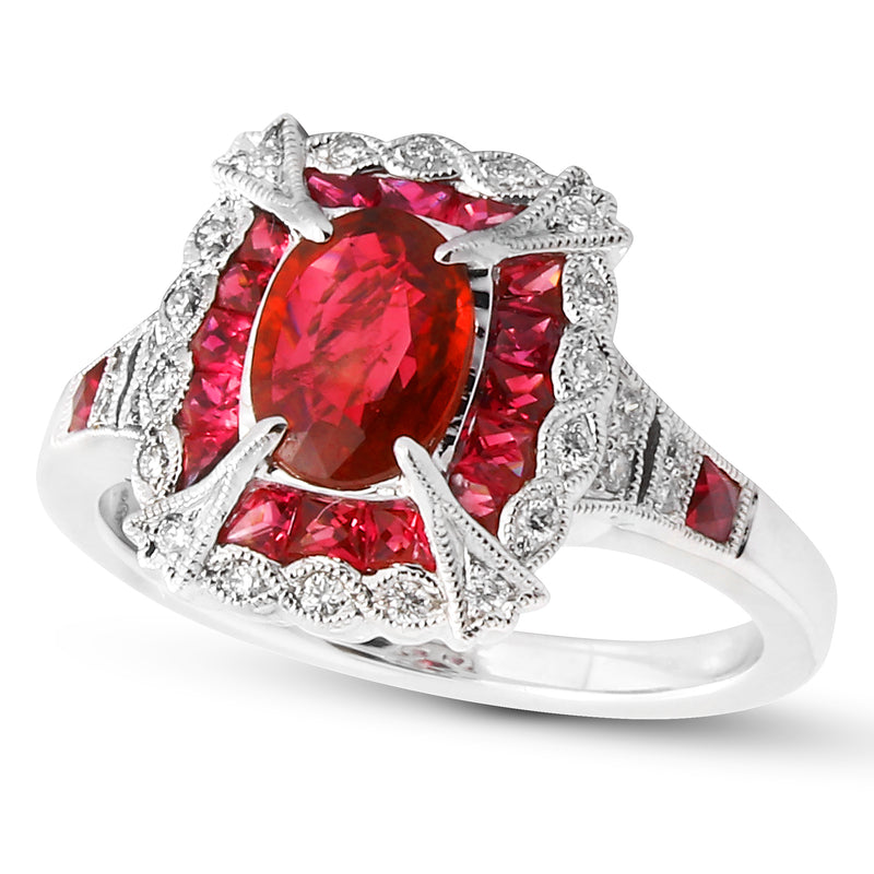 Art Deco Ruby Mount with Round Cut Diamonds