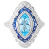 Marquise Cut Aqua with Sapphire and Diamond Ring