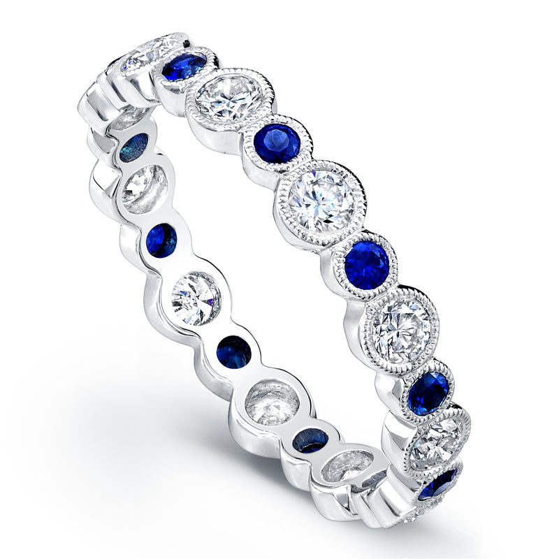 Bezel Set Sapphire and Diamond Eternity Band (MED)