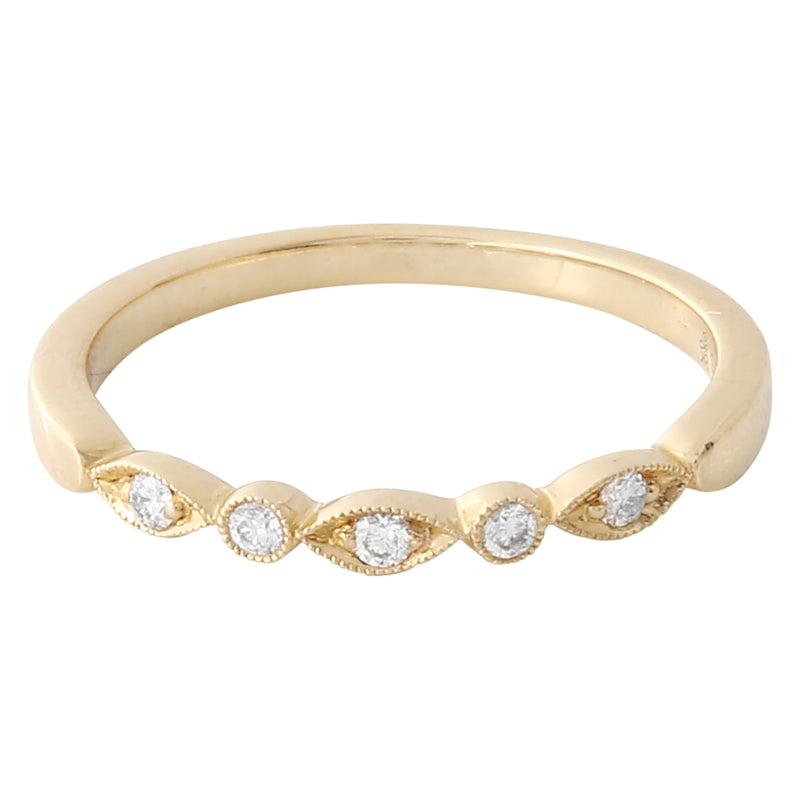 Marquise Shaped Bezel Alternating with Round Cut Diamonds