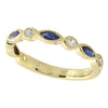 Bezel Set Marquise Cut Sapphire and White Sapphire Band Halfway Around