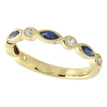 Bezel Set Marquise Cut Sapphire and White Sapphire Band Halfway Around