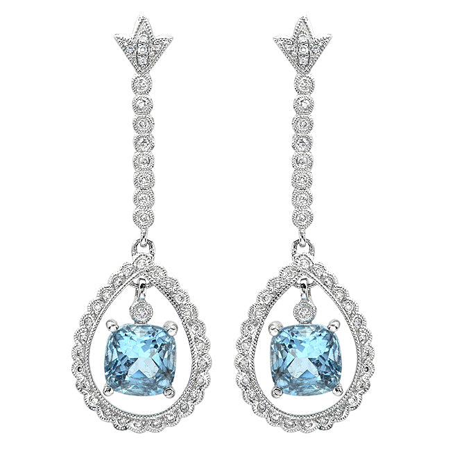 Aqua Center Dangle Post-back Earrings