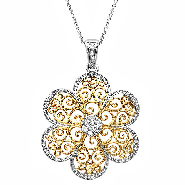 Filigree Two-Tone Floral Pendant