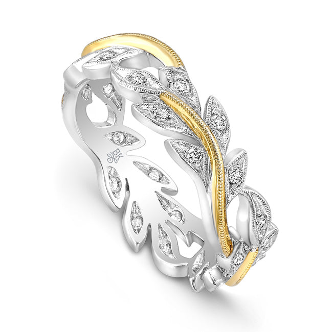 Two-Tone Diamond Floral Band