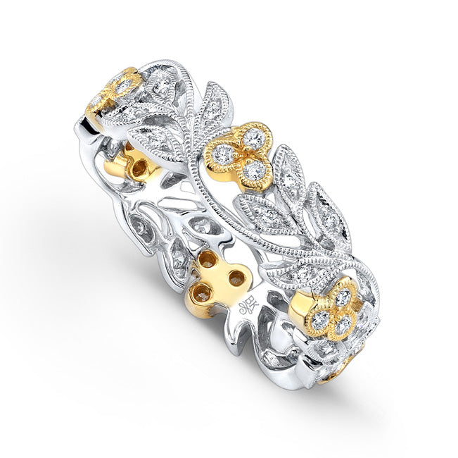 Two-Tone Diamond Floral Eternity Band